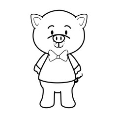 cartoon pig animal icon over white background design vector illustration