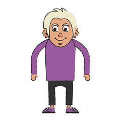 Colorful old woman doodle over white background vector illustration