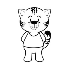 cartoon tiger animal icon over white background vector illustration