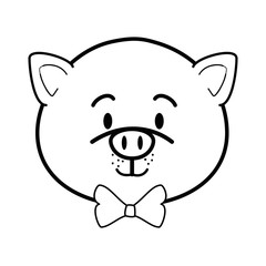 cartoon pig animal icon over white background colorful design vector illustration