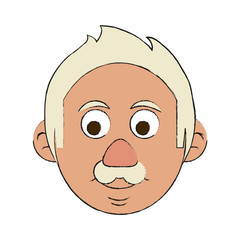 Colorful elder man head doodle over white background vector illustration