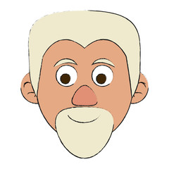 Colorful elder man head doodle over white background vector illustration