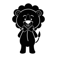 cartoon lion with bow tie icon over white background vector illustration