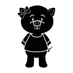 cartoon pig animal icon over white background colorful design vector illustration