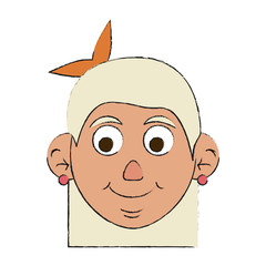 Colorful elder woman head doodle over white background vector illustration