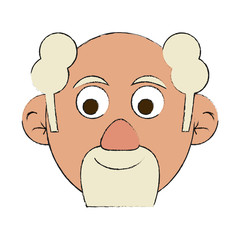 Colorful elder man head doodle over white background vector illustration