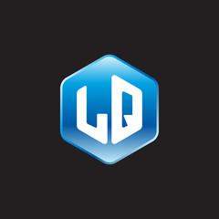 Initial letter LQ, modern glossy hexagon logo, gradient blue color on black background	
 
