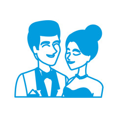 portrait wedding couple happy bride and groom together vector illustration