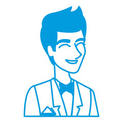 portrait happy groom in a wedding suit laughing vector illustration