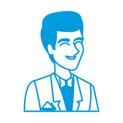 portrait happy groom in a wedding suit laughing vector illustration