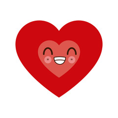 kawaii red heart love passion cartoon vector illustration