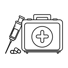 Obraz premium first aid kit icon over white background vector illustration