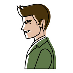 portrait happy groom in a wedding suit laughing vector illustration