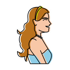 happy woman wedding portrait bride character vector illustration