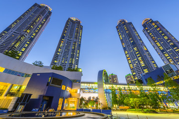 Modern building and twilight.