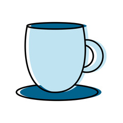 coffee cup with dish object kitchen vector illustration