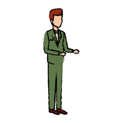 Fototapeta premium happy wedding groom in suit elegant standing character