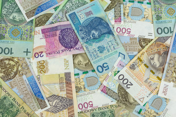 Background made of 500 pln banknotes