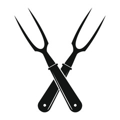 Crossing grill forks in black simple silhouette style icons vector illustration for design and web