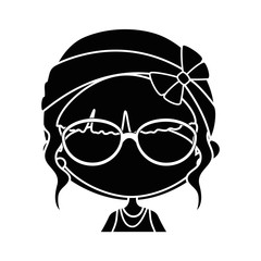 girl with glasses icon over white background vector illustration