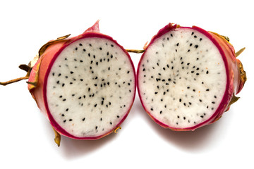 cut out fresh dragon fruit on a white background
