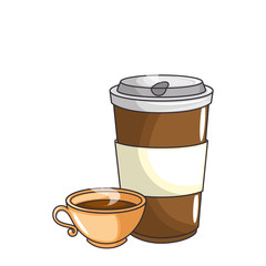 coffee mug and cup icon over white background vector illustration