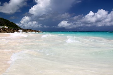 Amazing view on a white sand beach on Bermuda islands