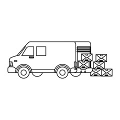 cargo truck with carton boxes icon over white background vector illustration