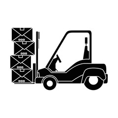 forklift truck with boxes icon over white background vector illustration