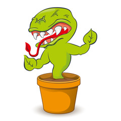Representing cartoon a carnivorous plant. Ideal for informative and educational materials