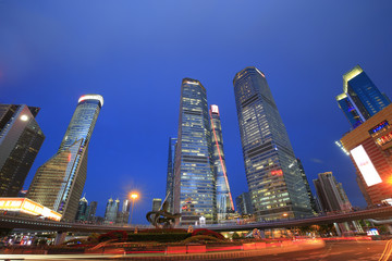 Night at lujiazui financial center in Shanghai, China