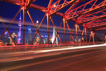 Fototapeta na wymiar The garden bridge of Shanghai in China, the landmark. colorful