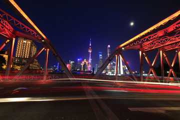 The garden bridge of Shanghai in China, the landmark. colorful