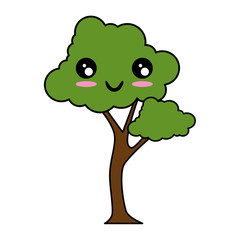 kawaii tree icon over white background vector illustration