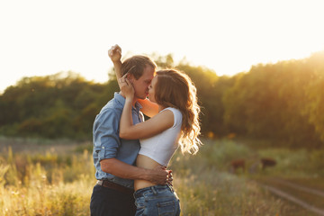 Couple in love. Tenderness and embrace