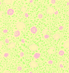 floral background. vector seamless pattern. pastel colors