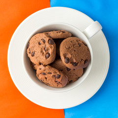 homemade chocolate chips in top view
