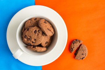 homemade chocolate chips in top view