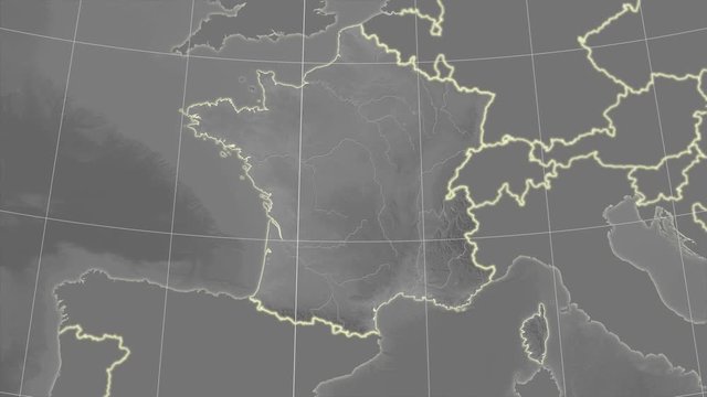France and neighborhood. Grayscale