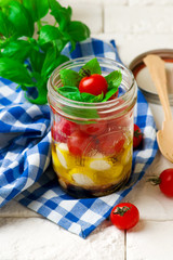 caprese salad  in  Mason jar. style rustic