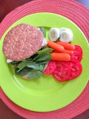 A healthy meal of fresh vegetable and a turkey sandwich