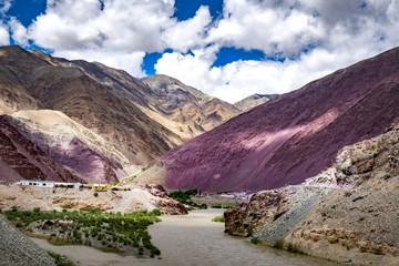 Landscape around Ladakh in Jammu and Kashmir, northern India.