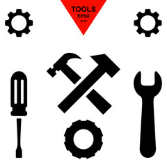Service tool icons with gear and spanner