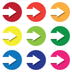Colorful arrows in circle icon with shadow