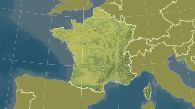 France and neighborhood. Topographic