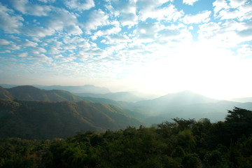 landscape with beautiful clouds and mountain views, real scene without any light effects