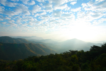 landscape with beautiful clouds and mountain views, real scene without any light effects