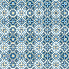 Floor tiles - seamless vintage pattern with quatrefoils.  Patchwork style pattern. Seamless vector background. Plain colors - easy to recolor.
