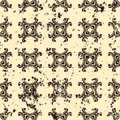 Abstract vintage ornamental pattern with fading and scratches, paint splashes. Vector template can be used for design of wallpaper, fabric, oilcloth, textile, wrapping paper and other design