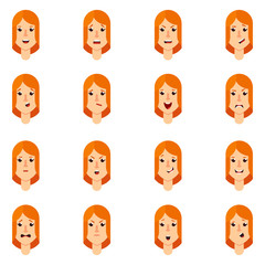 set of expression of blonde woman